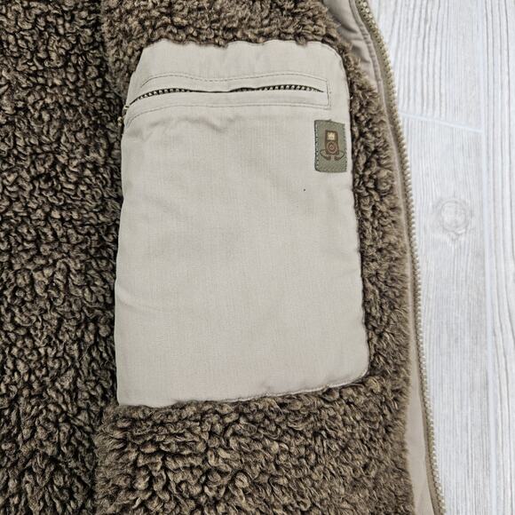 Rainforest Vest Mens 2XL Beige Sherpa Fleece Lined Outdoor Full Zip Pockets Warm - Picture 8 of 12